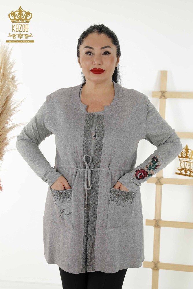 Wholesale Women's Vest - Pocket Detailed - Gray - 30299 | KAZEE - 1