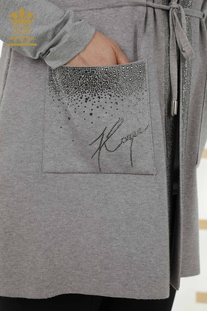 Wholesale Women's Vest - Pocket Detailed - Gray - 30299 | KAZEE - 3