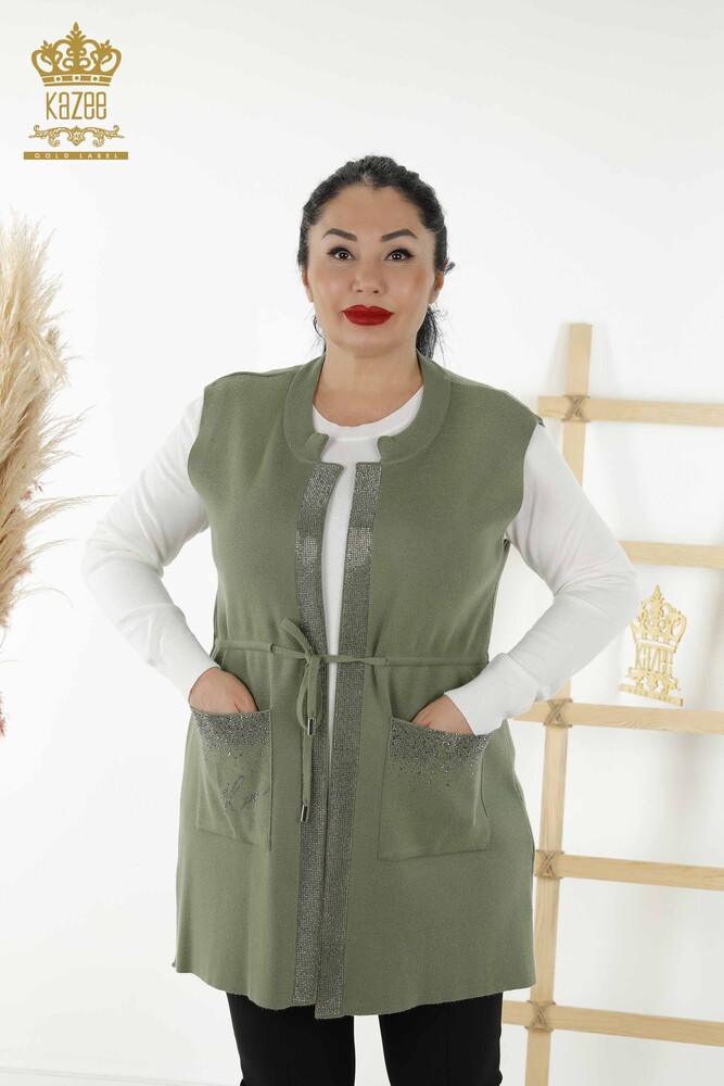 Wholesale Women's Vest - Pocket Detailed - Khaki - 30299 | KAZEE - 1