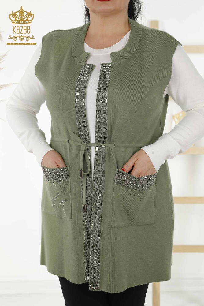 Wholesale Women's Vest - Pocket Detailed - Khaki - 30299 | KAZEE - 2