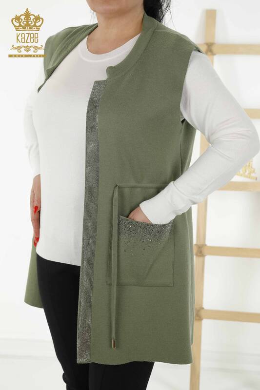 Wholesale Women's Vest - Pocket Detailed - Khaki - 30299 | KAZEE