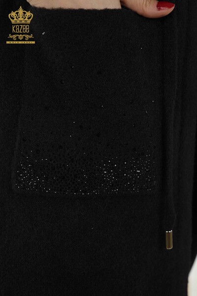 Wholesale Women's Vest - Pocket Stone Embroidered - Black - 30243 | KAZEE - Thumbnail