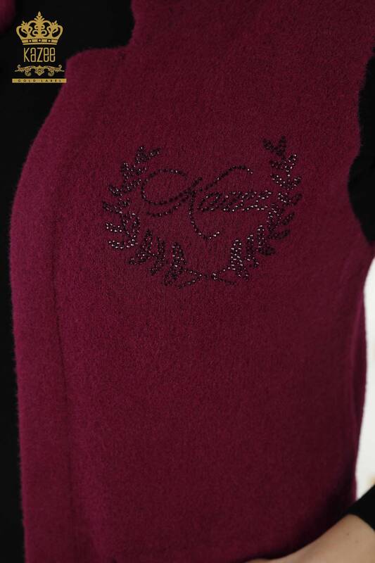 Wholesale Women's Vest - Pocket Stone Embroidered - Purple - 30243 | KAZEE
