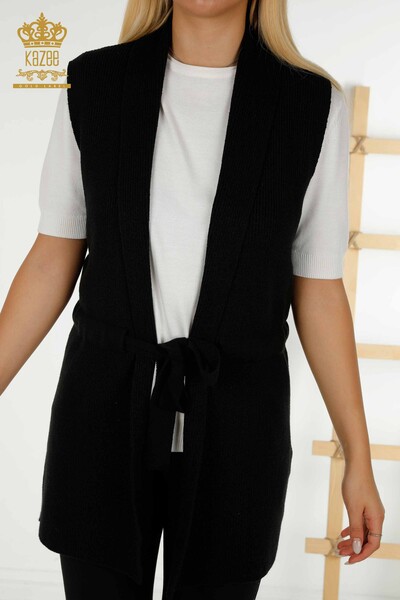 Wholesale Women's Vest with Rope Tie Black - 30410 | KAZEE - Thumbnail