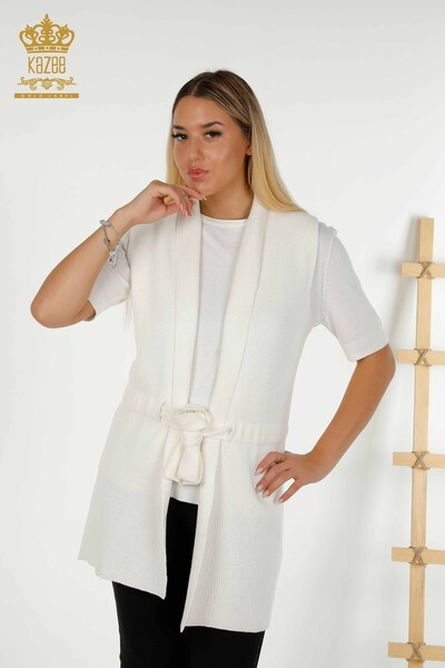 Wholesale Women's Vest with Rope Tie Ecru - 30410 | KAZEE - Thumbnail