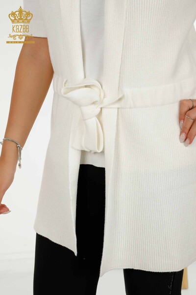 Wholesale Women's Vest with Rope Tie Ecru - 30410 | KAZEE - Thumbnail