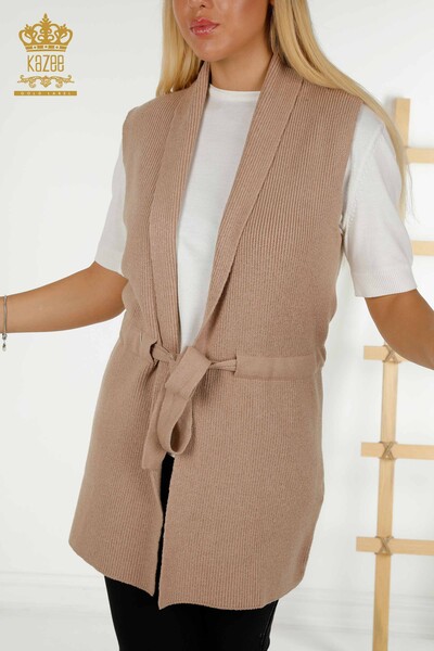 Wholesale Women's Vest with Rope Tie Mink - 30410 | KAZEE - Thumbnail