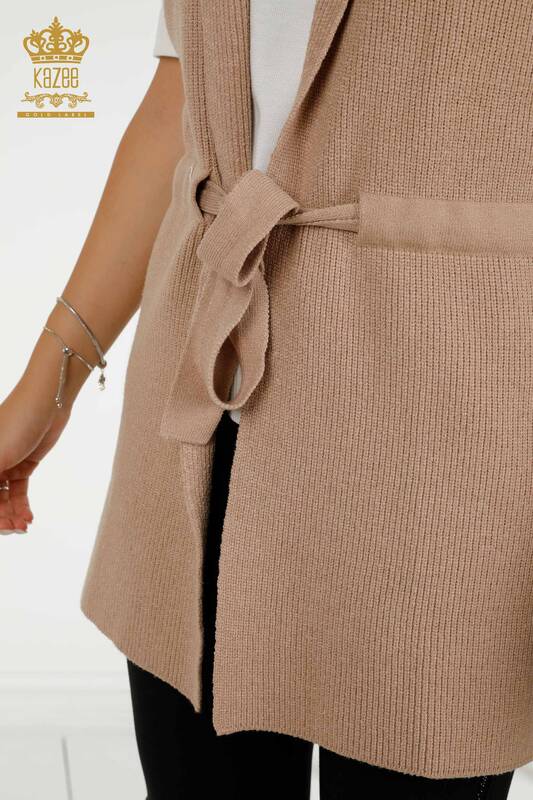 Wholesale Women's Vest with Rope Tie Mink - 30410 | KAZEE