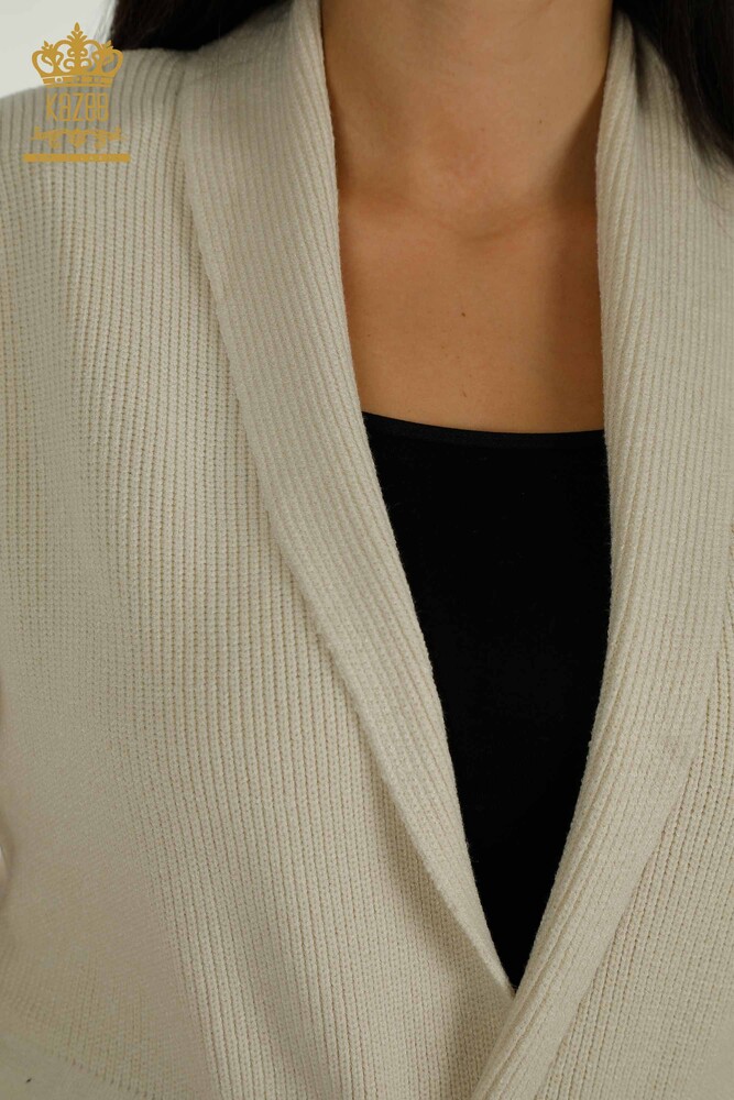 Wholesale Women's Vest with Rope Tie Beige - 30410 | KAZEE - 4