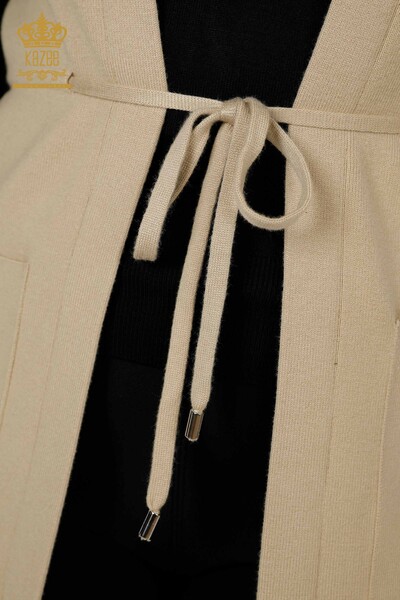 Wholesale Women's Vest Stone Embroidered Beige - 16830 | KAZEE - Thumbnail