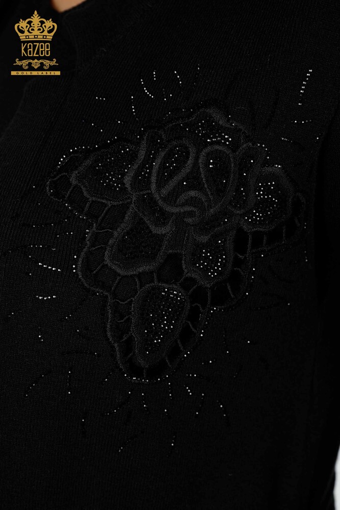 Wholesale Women's Vest Stone Embroidered Black - 16830 | KAZEE - 4