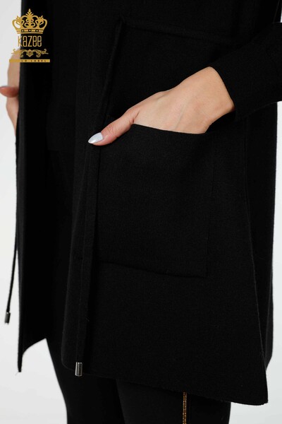 Wholesale Women's Vest Stone Embroidered Black - 16830 | KAZEE - 5