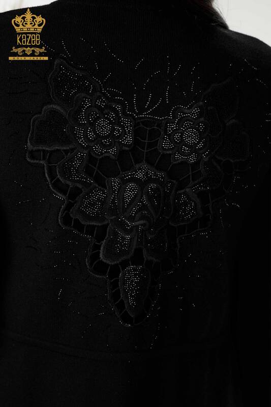 Wholesale Women's Vest Stone Embroidered Black - 16830 | KAZEE