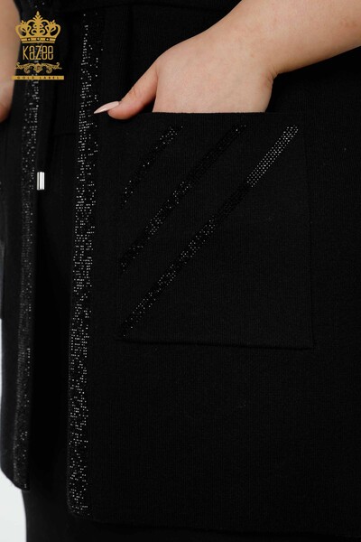 Wholesale Women's Vest Stone Embroidered Black - 16833 | KAZEE - Thumbnail