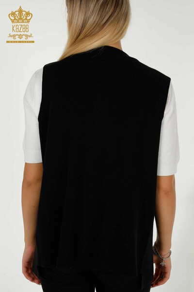 Wholesale Women's Vest Stone Embroidered Black - 30608 | KAZEE - Thumbnail