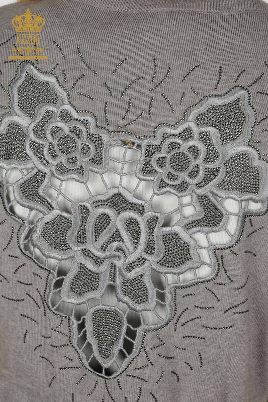 Wholesale Women's Vest Stone Embroidered Gray - 16830 | KAZEE