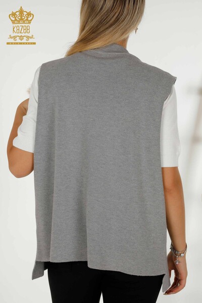 Wholesale Women's Vest Stone Embroidered Gray - 30608 | KAZEE - Thumbnail