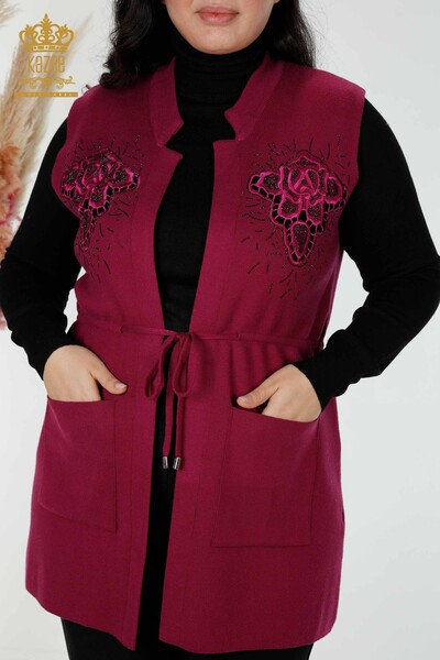 Wholesale Women's Vest Stone Embroidered Lilac - 16830 | KAZEE - Thumbnail