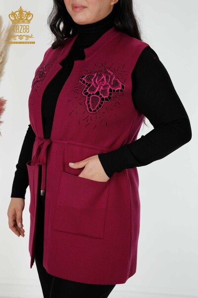 Wholesale Women's Vest Stone Embroidered Lilac - 16830 | KAZEE - 3