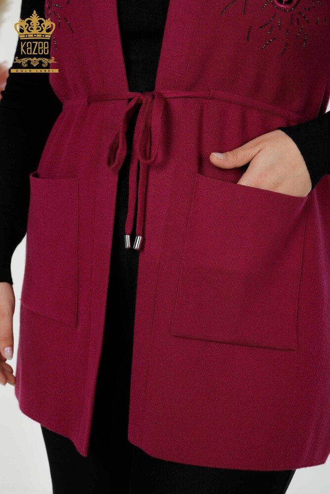 Wholesale Women's Vest Stone Embroidered Lilac - 16830 | KAZEE - 5