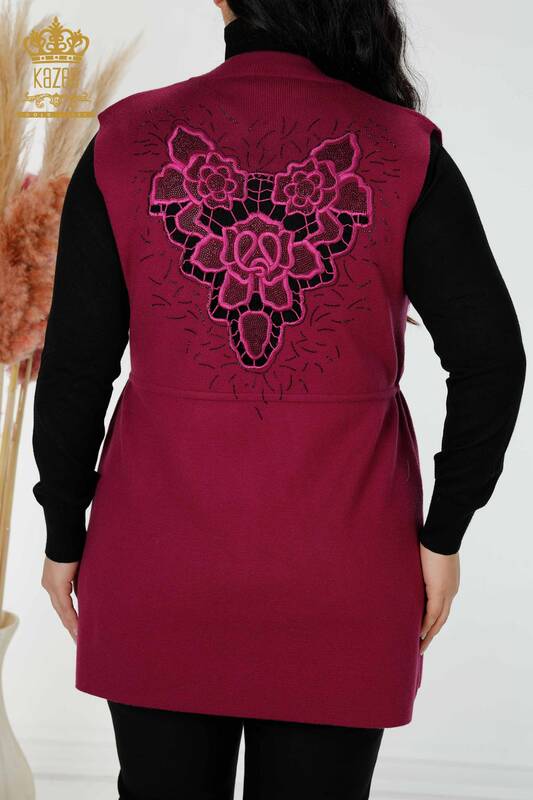 Wholesale Women's Vest Stone Embroidered Lilac - 16830 | KAZEE
