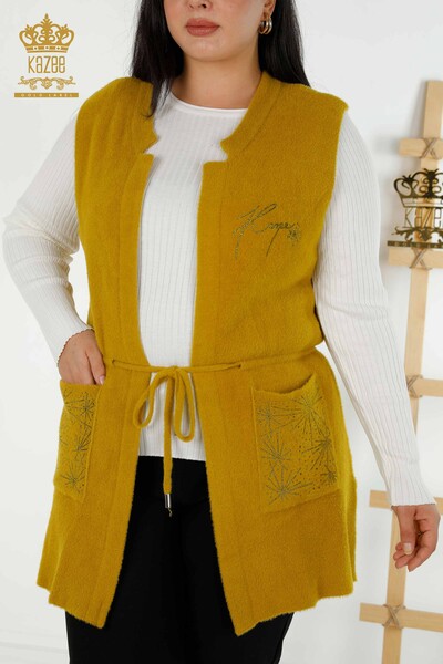 Wholesale Women's Vest Two Pockets Mustard - 30582 | KAZEE - Thumbnail
