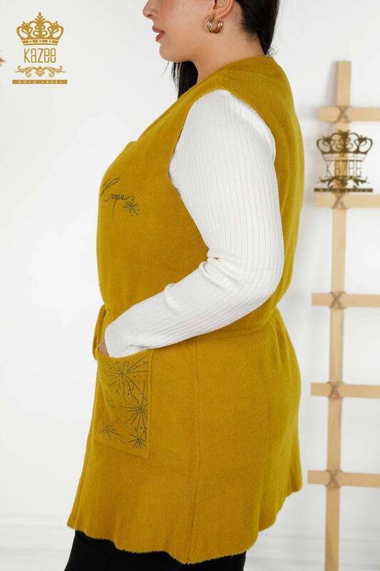 Wholesale Women's Vest Two Pockets Mustard - 30582 | KAZEE