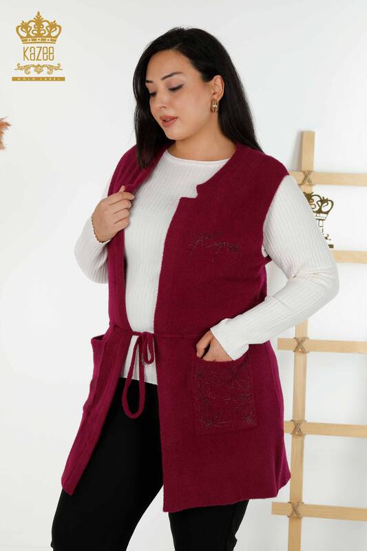 Wholesale Women's Vest Two Pockets Purple - 30582 | KAZEE