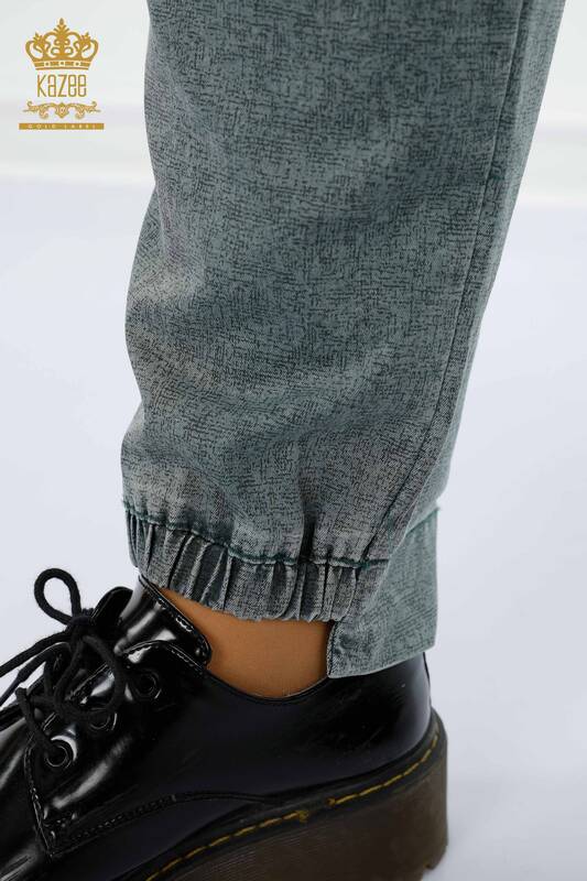 Wholesale Women's Elastic Waist Trousers With Pocket Khaki - 3501 | KAZEE