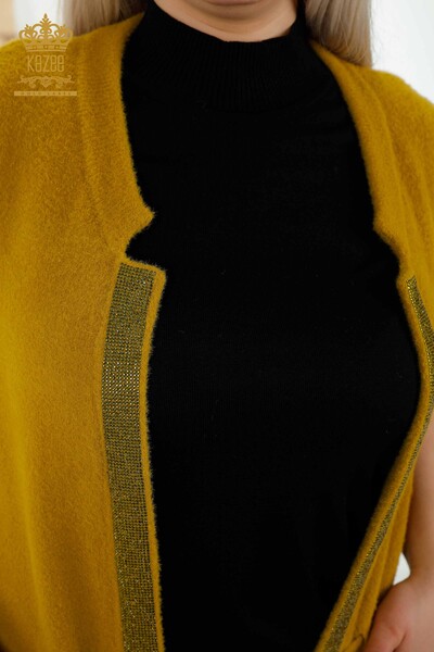 Wholesale Women's Waistcoat - Stone Embroidered - Corded - Saffron - 30244 | KAZEE - Thumbnail