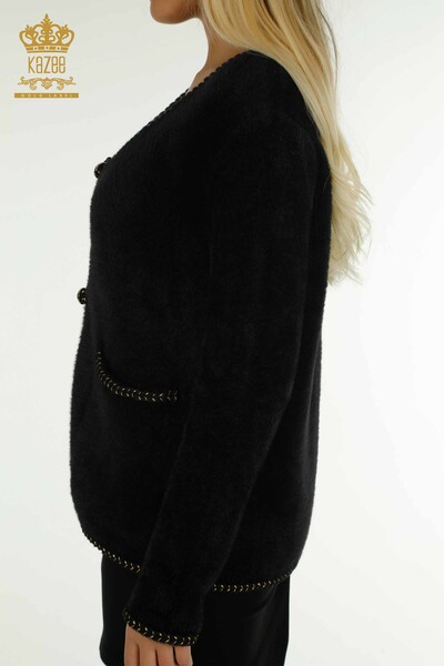 Wholesale Women's Angora Cardigan Black with Pearl Buttons - 30264 | KAZEE - Thumbnail