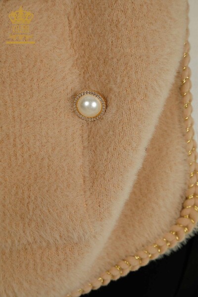 Wholesale Women's Angora Cardigan with Pocket Detail Beige - 30799 | KAZEE - Thumbnail