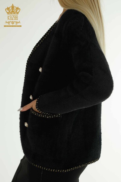 Wholesale Women's Angora Cardigan with Pocket Detail, Black - 30799 | KAZEE - Thumbnail