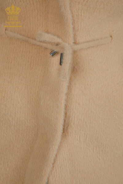 Wholesale Women's Angora Cardigan with Tie Detail Beige - 30269 | KAZEE - Thumbnail
