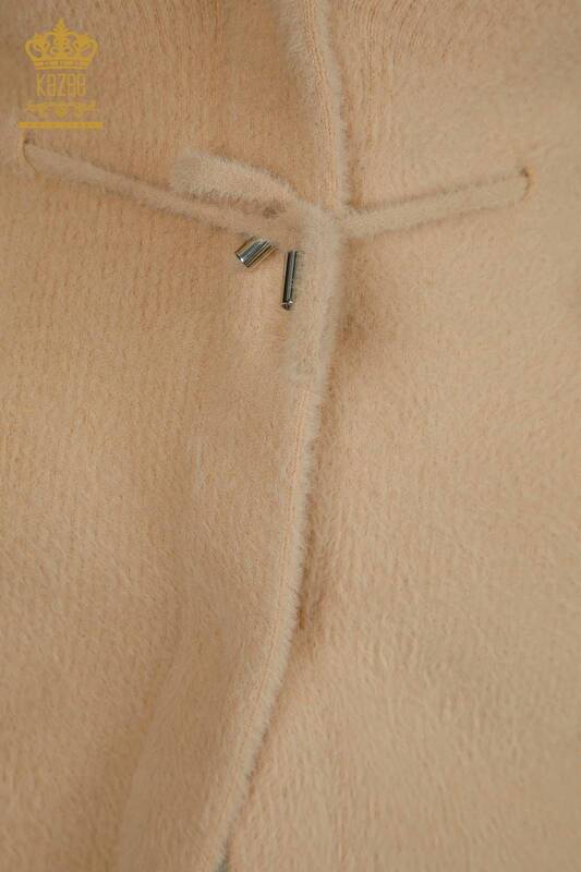 Wholesale Women's Angora Cardigan with Tie Detail Beige - 30269 | KAZEE