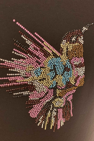 Wholesale Women's Blouse Bird Figured Colored Stone Embroidered - 77508 | Kazee - Thumbnail