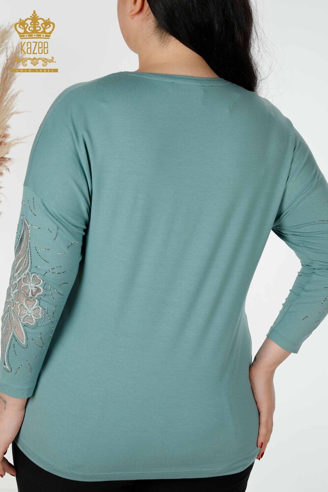 Wholesale Women's Blouse Floral Pattern Mint - 77950 | KAZEE - 6
