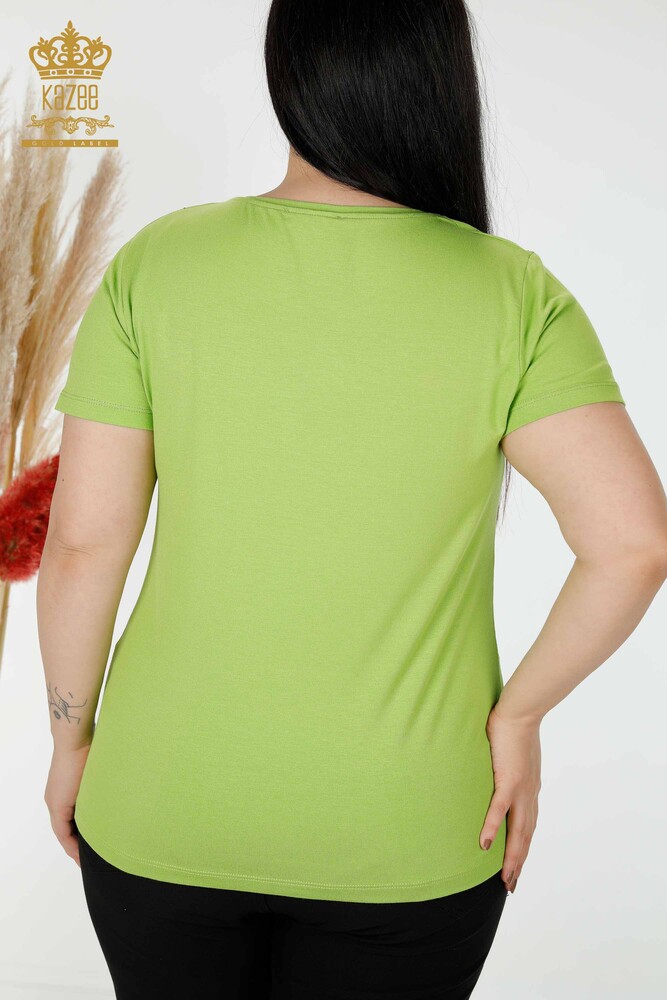 Wholesale Women's Blouse Floral Pattern Pistachio Green - 78922 | KAZEE - 6