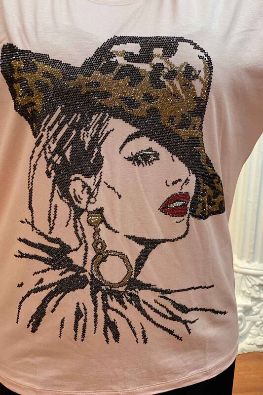 Wholesale Women's Blouse Short Sleeve Crystal Stone Embroidered - 77300 | Kazee