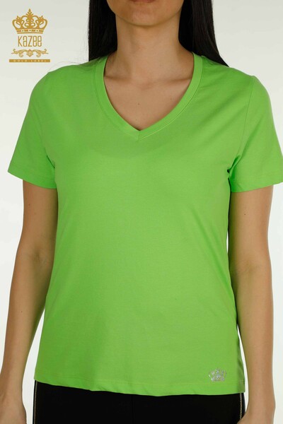 Wholesale Women's Blouse Short Sleeve Pistachio Green - 79561 | KAZEE - Kazee (1)