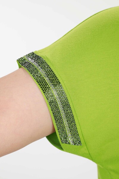 Wholesale Women's Blouse Sleeve Stone Embroidered Viscose Plus Size - 78915 | KAZEE - Thumbnail