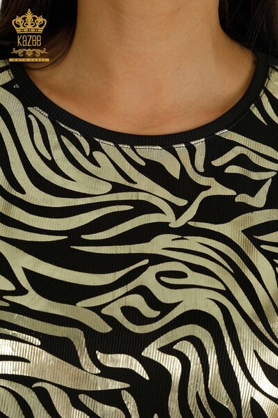 Wholesale Women's Blouse Slit Detailed Black - 2402-231044 | S&M - Thumbnail (2)