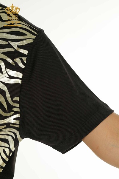 Wholesale Women's Blouse Slit Detailed Black - 2402-231044 | S&M - Thumbnail
