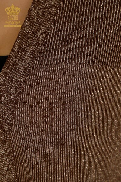 Wholesale Women's Cardigan Glitter Brown - 30135 | KAZEE - 4