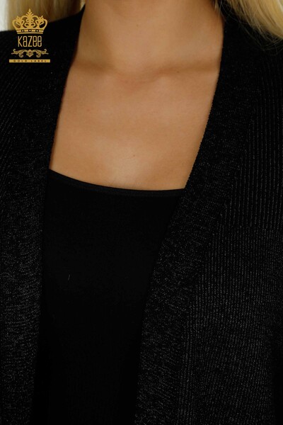 Wholesale Women's Cardigan Black with Glitter Transition - 30135 | KAZEE - Thumbnail (2)