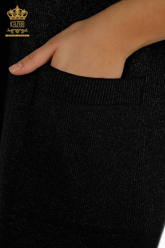 Wholesale Women's Cardigan Black with Glitter Transition - 30135 | KAZEE