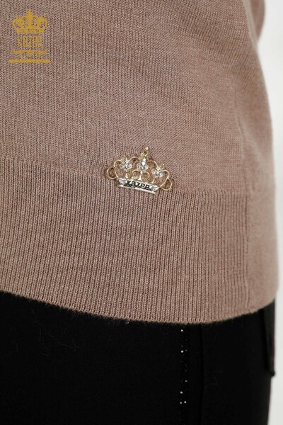 Wholesale Women's Cardigan with Cuff Button Detail Mink - 30136 | KAZEE - Thumbnail (2)
