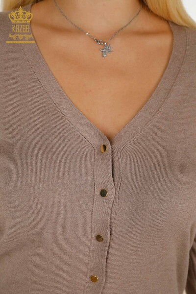 Wholesale Women's Cardigan with Cuff Button Detail Mink - 30136 | KAZEE - Thumbnail
