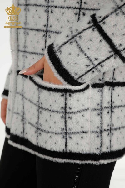 Wholesale Women's Cardigan Two Color Angora Ecru Black - 30592 | KAZEE - Thumbnail