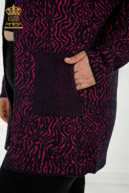 Wholesale Women's Cardigan Two Color Purple - 30121 | KAZEE